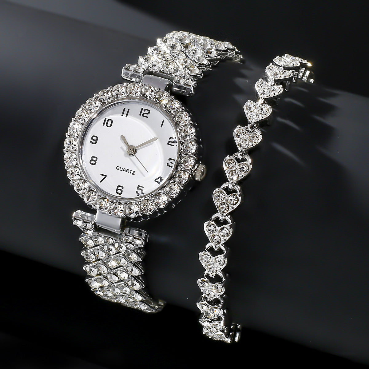 Fashion Jewelry 2pcs Luxury Fashion Women Watch Set Silver Strap Ladies Quartz Wristwatch Alloy Bracelet For Ladies Jewelry Set Clock Gift Fashion Jewelry 2pcs Luxury Fashion Women Watch Set Silver Strap Ladies Quartz Wristwatch Alloy Bracelet For Ladies Jewelry Set Clock Gift